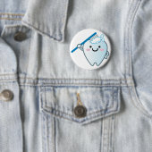 歯ブラシでかわいい漫画の歯ブラッシング 缶バッジ (インサイチュ)