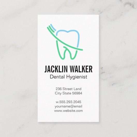 歯ブラシと歯ブラシのクリーニング 名刺 (正面)