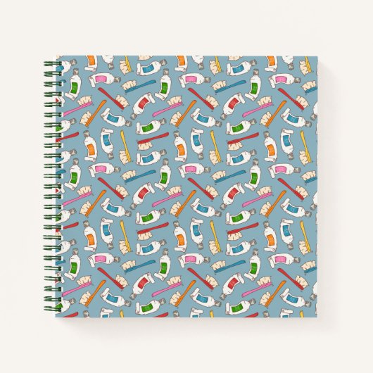 歯ブラシと歯磨き粉のパターン ノートブック (正面)