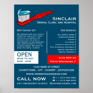 歯ブラシと歯磨き粉、歯科、歯医者の広告 ポスター