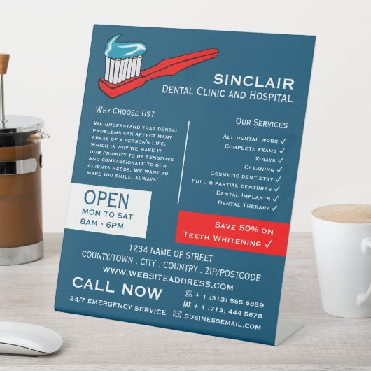 歯ブラシと歯磨き粉、歯科、歯医者の広告 台座サイン (インサイチュ)