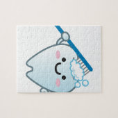 歯ブラシによってかわいい漫画の歯磨き ジグソーパズル (横)