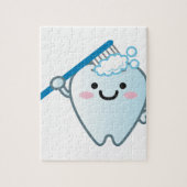 歯ブラシによってかわいい漫画の歯磨き ジグソーパズル (縦)