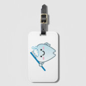 歯ブラシによってかわいい漫画の歯磨き ラゲッジタグ (正面縦)