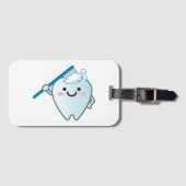 歯ブラシによってかわいい漫画の歯磨き ラゲッジタグ (正面横)