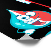 歯ブラシを保持する歯磨きキャラクター ポスター (角)