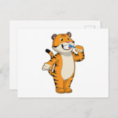 歯ブラシを持った虎 ポストカード (正面/裏面)