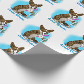 歯ブラシを持つコーギー犬 ラッピングペーパー (角)