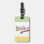 歯ブラシを持つ歯科助手 ラゲッジタグ (正面縦)