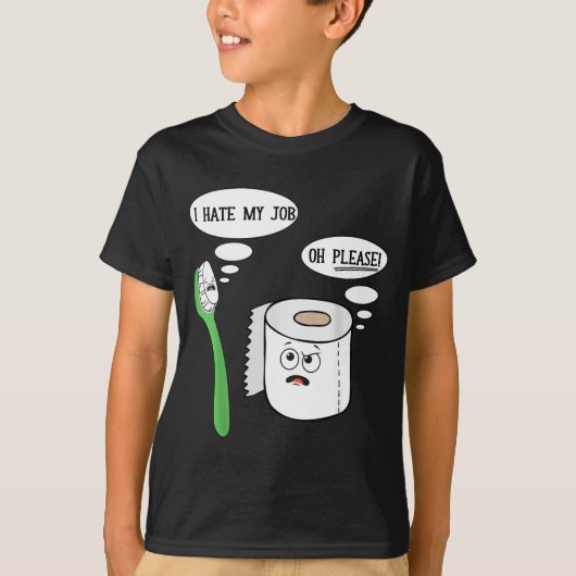 歯ブラシトイレペーパー嫌いですお願い 面白い Tシャツ (正面)