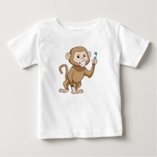 歯ブラシ付きサル ベビーTシャツ