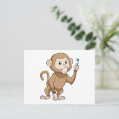 歯ブラシ付きサル ポストカード (スタンド正面)