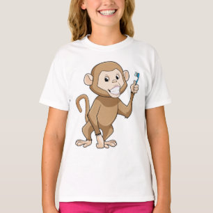 歯ブラシ付きサル Tシャツ