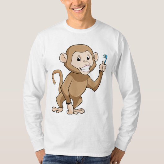 歯ブラシ付きサル Tシャツ (正面)
