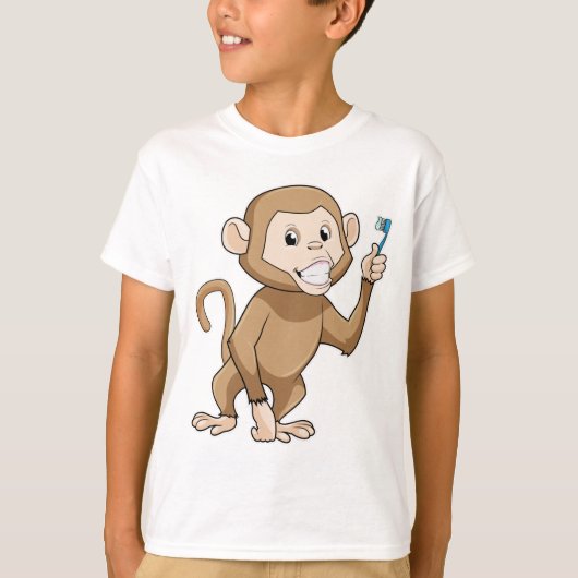 歯ブラシ付きサル Tシャツ (正面)