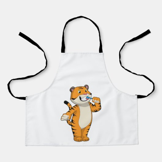 歯ブラシ付きトラ エプロン (正面)
