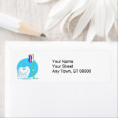 歯ブラシ付きハッピー笑顔の歯 ラベル (インサイチュ)