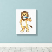 歯ブラシ付きライオン キャンバスプリント (インサイチュ (ウッドフロア))