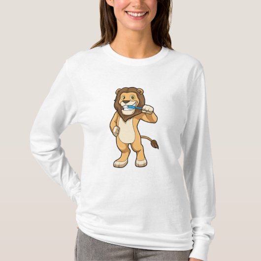 歯ブラシ付きライオン Tシャツ (正面)