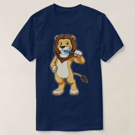 歯ブラシ付きライオン Tシャツ (デザイン正面)