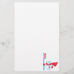 歯ブラシ付き可愛らしい笑顔のスーパーヒーロー歯 便箋