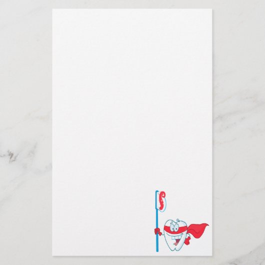 歯ブラシ付き可愛らしい笑顔のスーパーヒーロー歯 便箋 (正面)