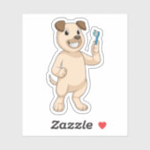 歯ブラシ付き犬 シール (シート)