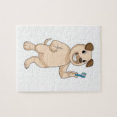 歯ブラシ付き犬 ジグソーパズル (横)