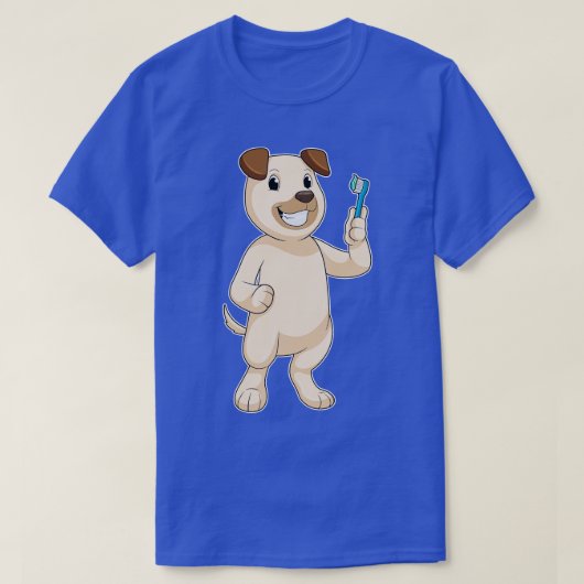 歯ブラシ付き犬 Tシャツ (デザイン正面)