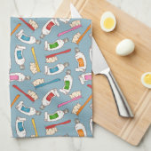 歯ブラシ及び歯磨き粉パターン キッチンタオル (四つ折り)
