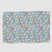 歯ブラシ及び歯磨き粉パターン ゴルフタオル (横)