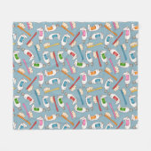 歯ブラシ及び歯磨き粉パターン フリースブランケット (正面(横))