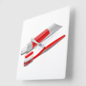 歯ブラシ及び歯磨き粉 スクエア壁時計 (傾斜)