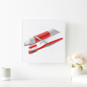 歯ブラシ及び歯磨き粉 スクエア壁時計 (ホーム)