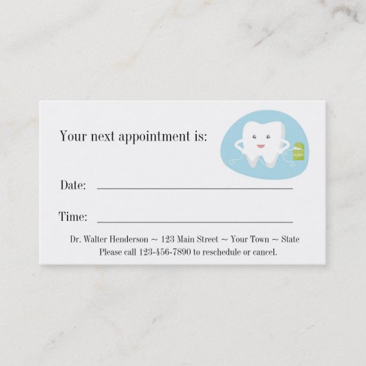 歯ブラシ歯科アポイントメントカード 予約カード (正面)