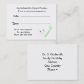 歯ブラシ歯科アポイントメントデザイン 予約カード (正面/裏面)