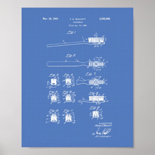 歯ブラシ1941特許設計図 ポスター (正面)