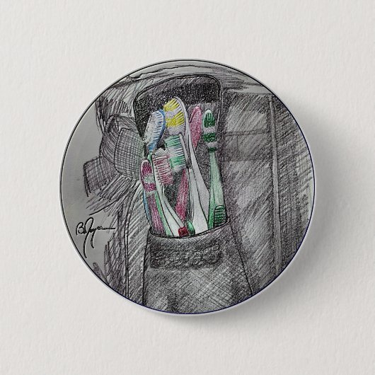 歯ブラシ2 缶バッジ (正面)