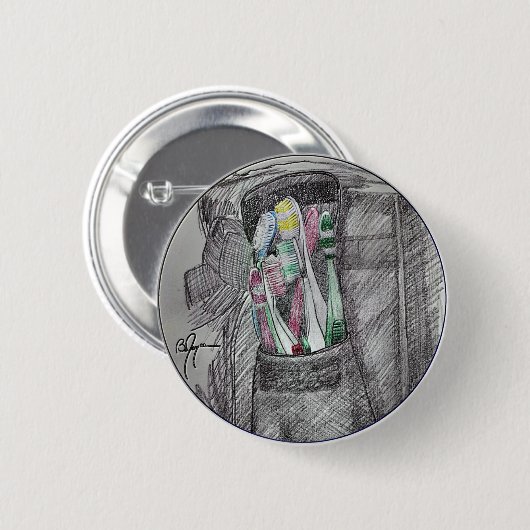 歯ブラシ2 缶バッジ (正面&裏面)