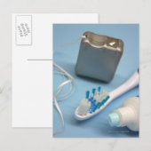 歯ブラシ、歯磨き粉とフロス。 ポストカード (正面/裏面)