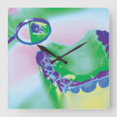 歯モデル鏡の検討の歯科医の柱時計 スクエア壁時計 (正面)