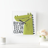 歯保が綺麗 スクエア壁時計 (ホーム)