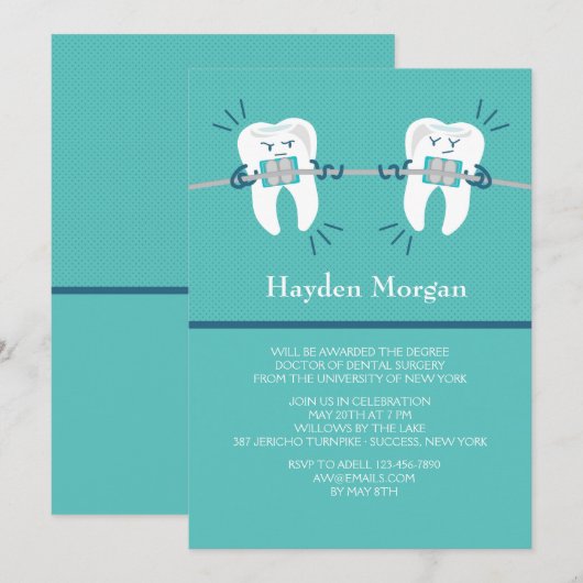 歯列矯正の卒業招待状 招待状 (正面/裏面)