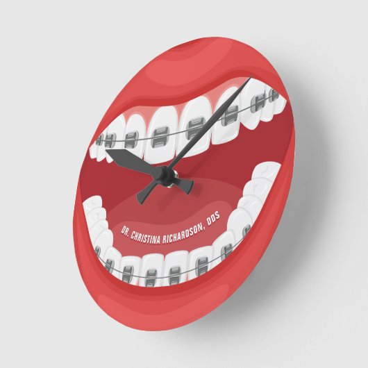 歯列矯正パーソナライズされた事務所の歯列矯正装置に名前を付ける ラウンド壁時計 (傾斜)