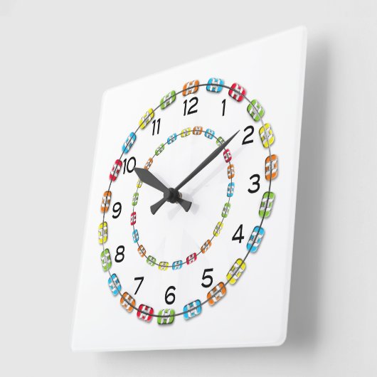 歯列矯正用ブレースのオフィス時計 スクエア壁時計 (傾斜)