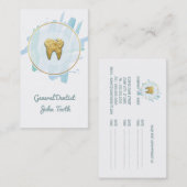 歯医モダン者金ゴールド歯のロゴ名刺 予約カード (正面/裏面)