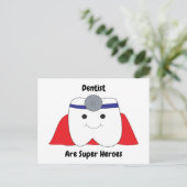 歯医者おもしろいの歯のヒーローをパーソナライズすごいする ポストカード (スタンド正面)