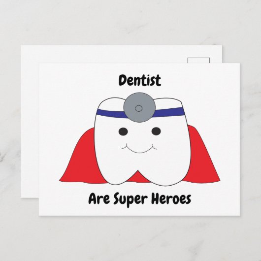 歯医者おもしろいの歯のヒーローをパーソナライズすごいする ポストカード (正面/裏面)