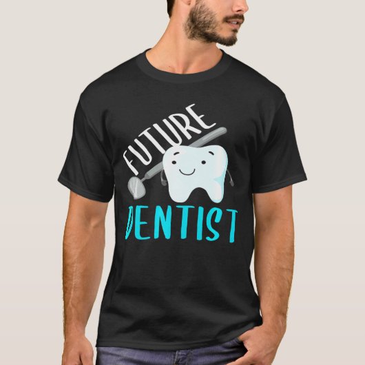 歯医者おもしろいへの歯の贈り物になる未来の歯科 Tシャツ (正面)