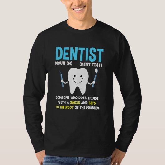 歯医者おもしろい定義かわいい歯科学生 Tシャツ (正面)
